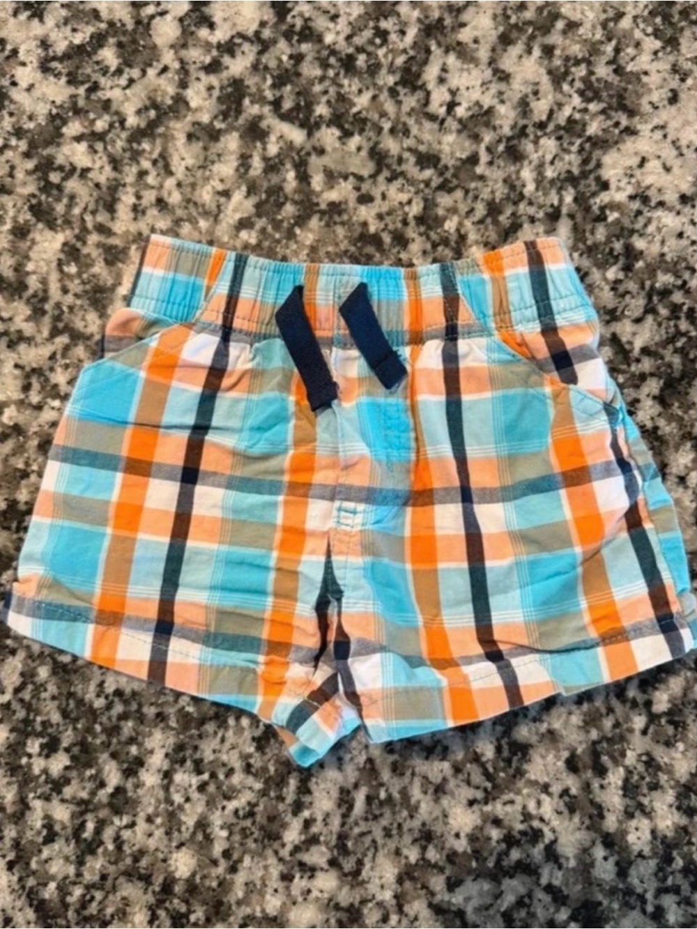 Garanimals Kids Plaid Pull-On Shorts in Aqua and Orange
